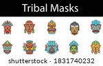 tribal face mask hawaiian and... | Shutterstock .eps vector #1831740232