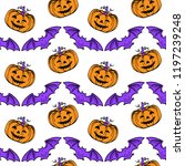 halloween pattern pampkins and... | Shutterstock .eps vector #1197239248