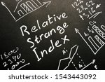 RSI - Relative Strength Index inscription, graphs with business data.
