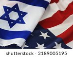 USA Israel. Photo American flag and Flag of Israel conveys the partnership between the two states through the main symbols of these countries