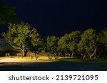 View Of A Square At Night With...