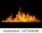 A burning flame On a black background