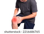 Small photo of Older men or women or young adults suffer from joint pain, arthritis and tendon problems. myositis injury from exercise Pain from gout and uric acid isolated on a white background