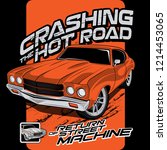 crashing hot roads  vector car... | Shutterstock .eps vector #1214453065