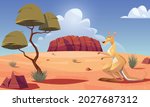 Kangaroo And Australian Desert...