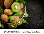 Ripe Kiwi With Leaves In A...