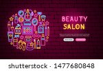 beauty salon neon banner design.... | Shutterstock .eps vector #1477680848