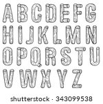very detailed hand drawn and... | Shutterstock .eps vector #343099538