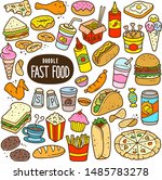 fast food doodle drawing... | Shutterstock .eps vector #1485783278