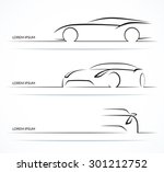 set of car silhouettes. hand... | Shutterstock .eps vector #301212752