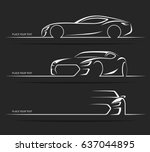 set of sports car silhouettes.... | Shutterstock .eps vector #637044895