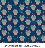 cupcakes seamless pattern . | Shutterstock .eps vector #226239538