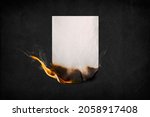 Burning poster, fire blank paper high resolution image