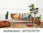 modern boho designed living... | Shutterstock . vector #2072070725