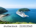 Cruise Ship in the Ocean with Blue Sky
