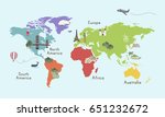 world continent map location... | Shutterstock .eps vector #651232672