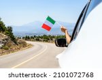 Woman Holding  Italy Flag From...