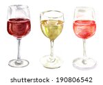 A Set Of Watercolour Wine...