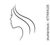 female face profile sketch. may ... | Shutterstock .eps vector #477454135