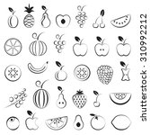 fruit icons set  black isolated ... | Shutterstock .eps vector #310992212
