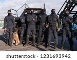 Small photo of Paris, FRANCE - OCTOBER 10, 2018 : the anti-terrorist and elite tactical unit of the French Gendarmerie, the GIGN (National Gendarmerie Intervention Group) during a live exercise.