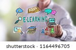 man touching an e learning... | Shutterstock . vector #1164496705