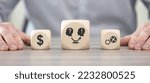 Small photo of Wooden blocks with symbol of rebound concept