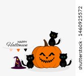halloween background with cute... | Shutterstock .eps vector #1460925572