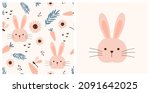 Seamless Pattern With Rabbit...