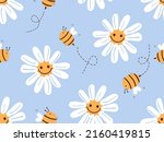 seamless pattern with daisy... | Shutterstock .eps vector #2160419815