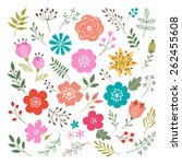 set of flowers and floral... | Shutterstock .eps vector #262455608