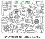 home appliances themed doodle...