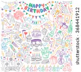 happy birthday hand drawn set.... | Shutterstock .eps vector #368441912