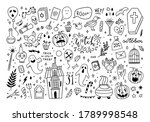 halloween vector doodle set.... | Shutterstock .eps vector #1789998548