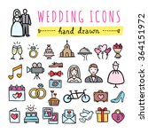 hand drawn wedding icons ... | Shutterstock .eps vector #364151972