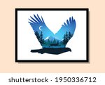 eagle and rabbit wall art in... | Shutterstock .eps vector #1950336712