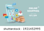 online shopping store on... | Shutterstock .eps vector #1921452995