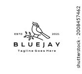 Line Art Blue Jay Bird Logo...