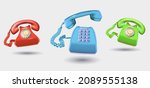 vector set of 3d cartoon phones ... | Shutterstock .eps vector #2089555138