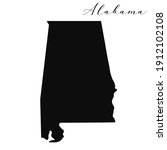 Alabama black silhouette vector map. Editable high quality illustration of the American state of Alabama map