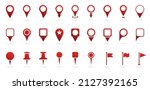 red location pins sign. pointer ... | Shutterstock .eps vector #2127392165