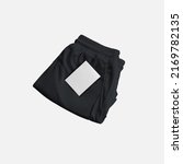 mockup of black folded shorts... | Shutterstock . vector #2169782135