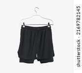 black loose shorts mockup with... | Shutterstock . vector #2169782145