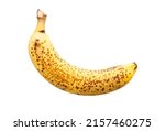 Small photo of One overripe, mellow banana isolated on white