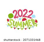 summer 2022 logo with hand... | Shutterstock .eps vector #2071331468