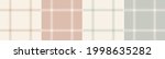 Plaid pattern set in grey, beige, pink. Seamless herringbone textured simple windowpane tartan check vector for flannel shirt, jacket, coat, other modern spring summer autumn winter fabric print.