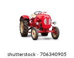 Old Tractor On White Background
