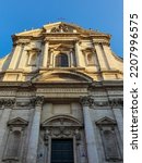 Small photo of Facade of the Church of St. Ignatius of Loyola at Campus Martius in Rome, Italy. (Italian: Chiesa di Sant'Ignazio di Loyola in Campo Marzio)