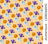 halloween pattern with bats ... | Shutterstock . vector #1208266042
