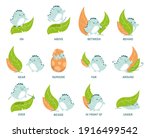 cute dinosaur and leaves ... | Shutterstock .eps vector #1916499542